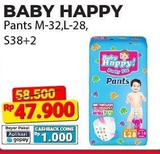 Promo Harga Baby Happy Body Fit Pants M32, L28, S38+2 28 pcs - Alfamart