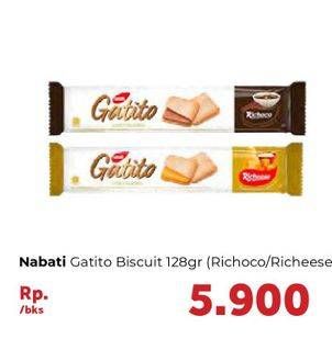 Promo Harga NABATI Gatito Lidah Kucing Cheese, Cokelat 128 gr - Carrefour