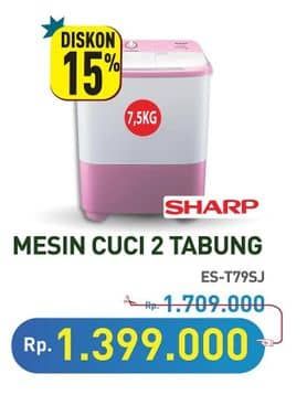 Promo Harga Sharp ES-T79SJ-BL/PK | Washing Machine Twin Tube 7.5kg  - Hypermart