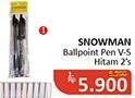 Promo Harga SNOWMAN Ball Point V5, Hitam 2 pcs - Alfamidi
