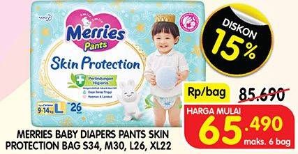 Promo Harga Merries Pants Skin Protection S34, XL22, L26, M30 22 pcs - Superindo