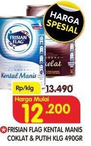 Promo Harga FRISIAN FLAG Susu Kental Manis Cokelat, Putih 490 gr - Superindo