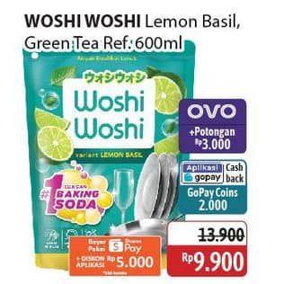 Promo Harga Woshi Woshi Dishwash  Lime Lemon Basil, Green Tea 600 ml - Alfamidi