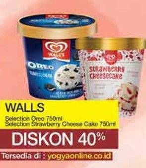 Promo Harga Walls Selection Oreo Cookies Cream, Strawberry Cheesecake 750 ml - Yogya