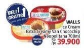 Promo Harga WALLS Ice Cream Neopolitana, Chocolate Vanilla With Chocolate Chip 700 ml - LotteMart