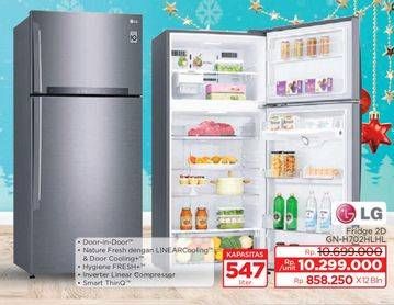 Promo Harga LG GN-H702HLHU | 547 Litres Double Door Frost Free Refrigerator  - Lotte Grosir