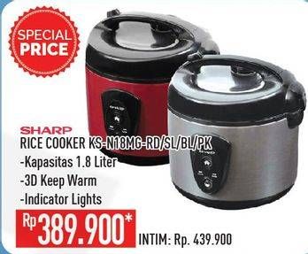 Promo Harga SHARP KS-N18MG | Rice Cooker 1.8ltr RD, SL, BL, PK  - Hypermart