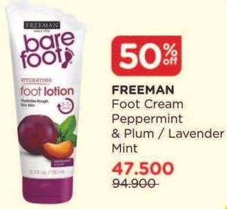 Promo Harga FREEMAN Bare Foot Hydrating Foot Lotion Lavender Mint, Hydrating Foot Lotion Peppermint Plum  - Watsons