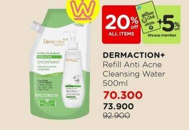 Promo Harga Dermaction Plus Anti-Acne Cleansing Water  500 ml - Watsons