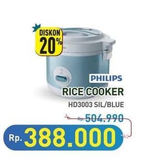 Promo Harga Philips HD3003/30 Rice Cooker 1.8L  - Hypermart