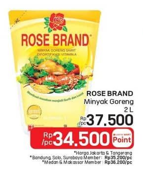 Promo Harga Rose Brand Minyak Goreng 2000 ml - LotteMart