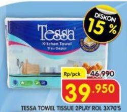 Promo Harga Tessa Kitchen Towel per 3 pcs 70 sheet - Superindo