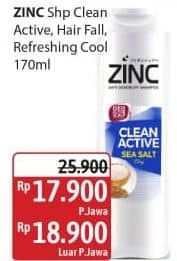 Promo Harga Zinc Shampoo Clean Active, Hair Fall Treatment, Refreshing Cool 170 ml - Alfamidi