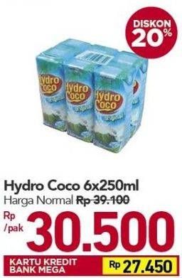 Promo Harga HYDRO COCO Minuman Kelapa Original 250 ml - Carrefour