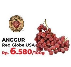 Promo Harga Anggur Red Globe USA per 100 gr - Yogya