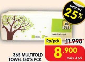 Promo Harga 365 Multifold Towel 150 sheet - Superindo