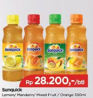 Promo Harga SUNQUICK Minuman Sari Buah Lemon, Mandarin, Mixed Fruits, Orange 330 ml - TIP TOP