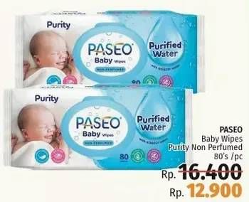 Promo Harga PASEO Baby Wipes Purity Non Perfumed 80 sheet - LotteMart