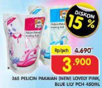 Promo Harga 365 Pelicin Pakaian Blue Lily, Lovely Pink 450 ml - Superindo