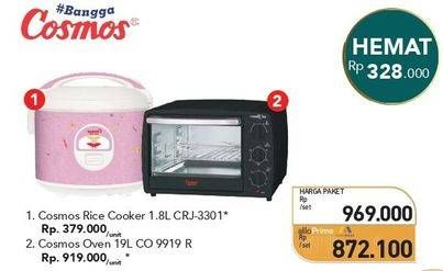 Promo Harga Cosmos CRJ 3301 | Rice Cooker/CO-9919 R Oven  - Carrefour