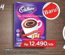 Promo Harga Cadbury Hot Chocolate Drink 3 in 1 per 3 sachet 30 gr - TIP TOP