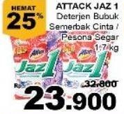 Promo Harga ATTACK Jaz1 Detergent Powder Pesona Segar, Semerbak Cinta 1700 gr - Giant