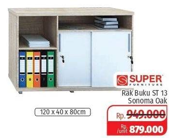Promo Harga SUPER FURNITURE Rak Buku ST-13 Sonoma OAK 120 X 40 X 8 Cm  - Lotte Grosir