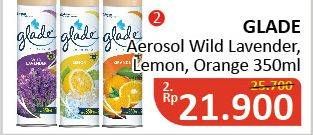 Promo Harga GLADE Aerosol Wild Lavender, Lemon, Orange 350 ml - Alfamidi