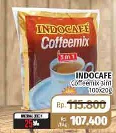 Promo Harga Indocafe Coffeemix 3in1 per 100 sachet 20 gr - Lotte Grosir
