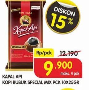 Promo Harga Kapal Api Kopi Bubuk Special Mix per 10 sachet 25 gr - Superindo