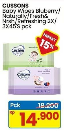 Promo Harga Cussons Baby Wipes Naturally Refreshing, Fresh Nourish 10 sheet - Indomaret