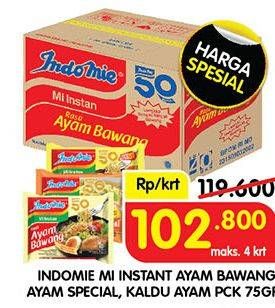 Promo Harga Indomie Mi Kuah Ayam Spesial, Kaldu Ayam, Ayam Bawang per 40 pcs 65 gr - Superindo