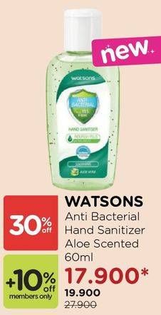 Promo Harga WATSONS Hand Sanitiser Aloe Vera 60 ml - Watsons