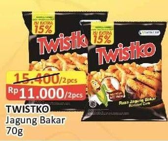 Promo Harga TWISTKO Snack Jagung Bakar Jagung Bakar per 2 pouch 70 gr - Alfamart