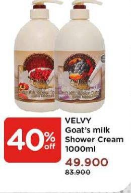 Promo Harga VELVY Goats Milk Shower Cream All Variants 1000 ml - Watsons