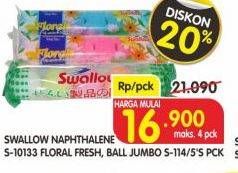 Promo Harga SWALLOW Naphtalene S-10113 Floral Fresh/Ball Jumbo S-114 5's  - Superindo