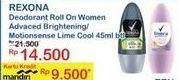 Promo Harga REXONA Deo Roll On Advanced Brightening, Motionsense Lime Cool 45 ml - Indomaret