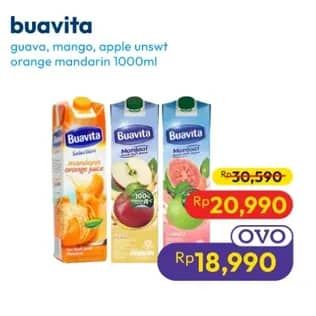 Promo Harga Buavita Fresh Juice Guava, Mango, Apple, Orange 1000 ml - Hypermart