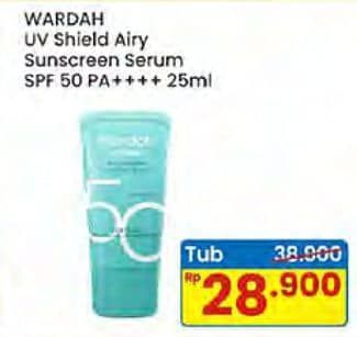 Promo Harga Wardah UV Shield Airy Smooth Sunscreen Serum SPF 50 PA++++ 25 ml - Indomaret