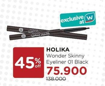 Promo Harga HOLIKA Wonder Drawing Skinny Eyeliner 01 Real Black  - Watsons