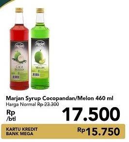 Promo Harga MARJAN Syrup Boudoin Cocopandan, Melon 460 ml - Carrefour