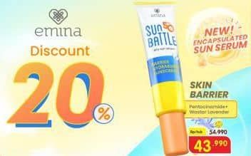 Promo Harga Emina Sun Battle SPF 50 Barrier Hydrabust Sunscreen 30 ml - Superindo