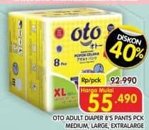 Promo Harga OTO Adult Diapers Pants M8, L8, XL8 8 pcs - Superindo