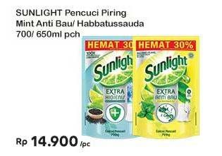 Promo Harga Sunlight Pencuci Piring Higienis Plus With Habbatussauda, Anti Bau With Daun Mint 650 ml - Indomaret