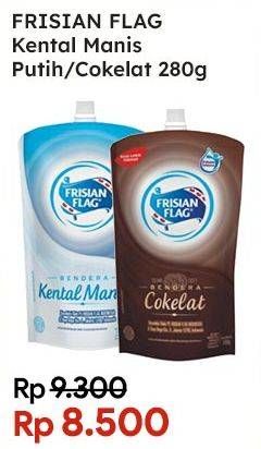 Promo Harga FRISIAN FLAG Susu Kental Manis Cokelat, Putih 280 gr - Indomaret