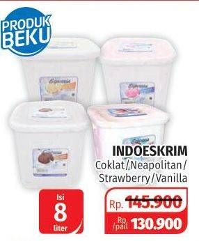 Promo Harga INDOESKRIM Bulk Ice Cream Chocolate, Neapolitan, Strawberry, Vanilla 8000 ml - Lotte Grosir