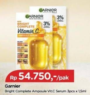 Promo Harga Garnier Bright Complete Serum 3% Ampoule Serum 2 ml - TIP TOP