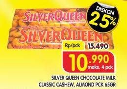 Promo Harga SILVER QUEEN Chocolate Milk Classic Cashew, Almond 65 gr - Superindo