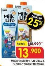 Promo Harga Milk Life UHT Cokelat, Full Cream 1000 ml - Superindo