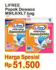 Promo Harga Lifree Popok Perekat Menyerap dan Kering M9, L8, XL7  - Indomaret